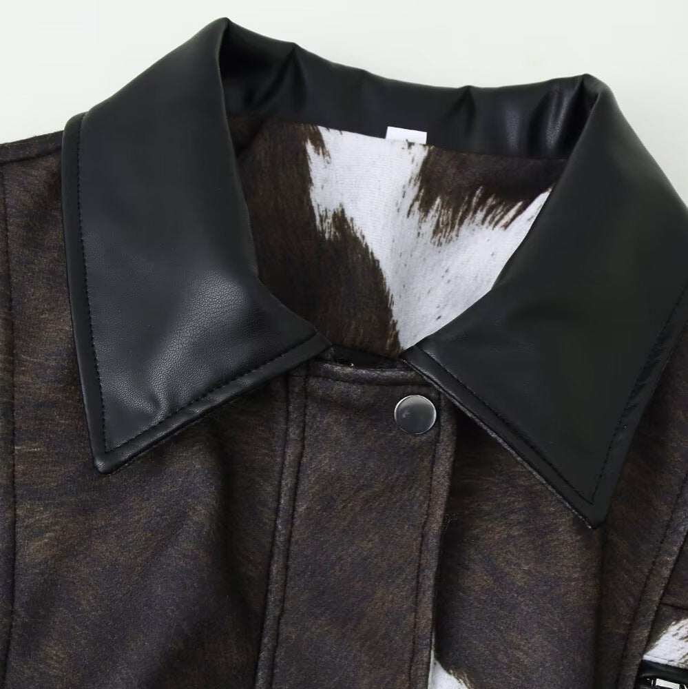 Damen Kunstlederjacke Exotisches Tierdesign