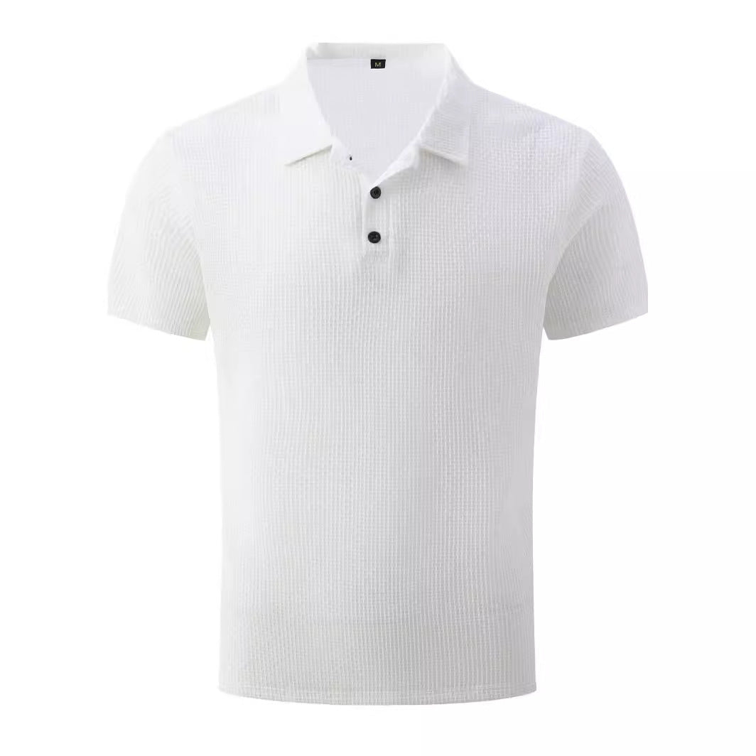 Herren Polo Shirt Klassischer Kragen Modern Baumwolle Weiß