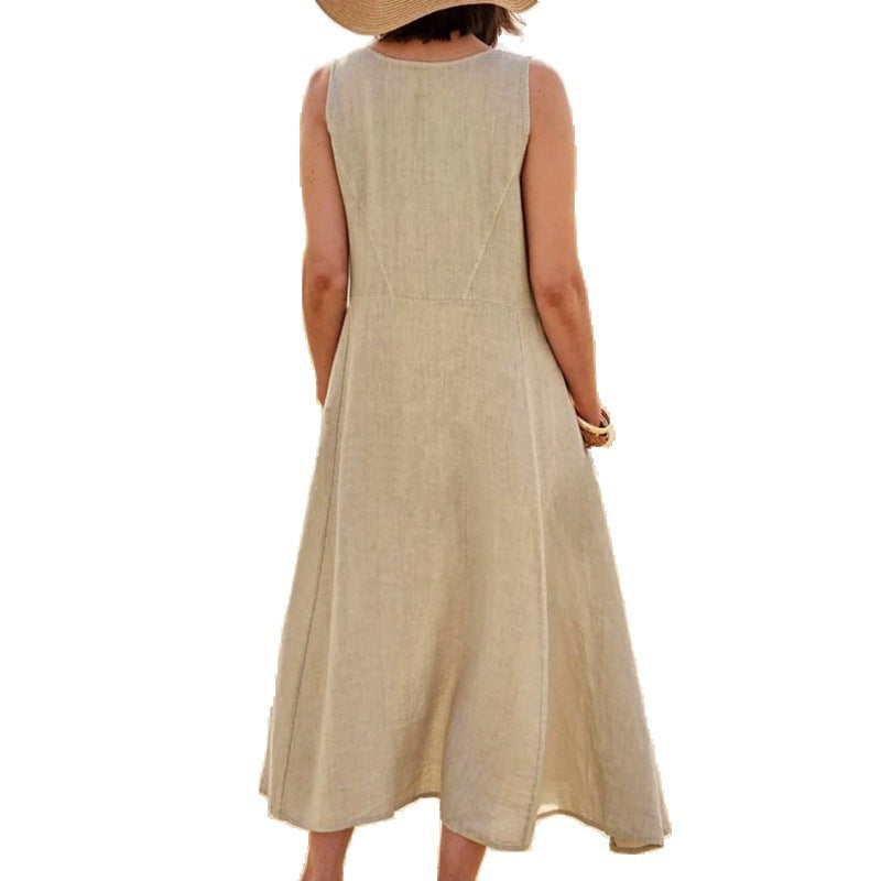 Damen Maxikleid Praktische Taschen Weite Silhouette Norvielle