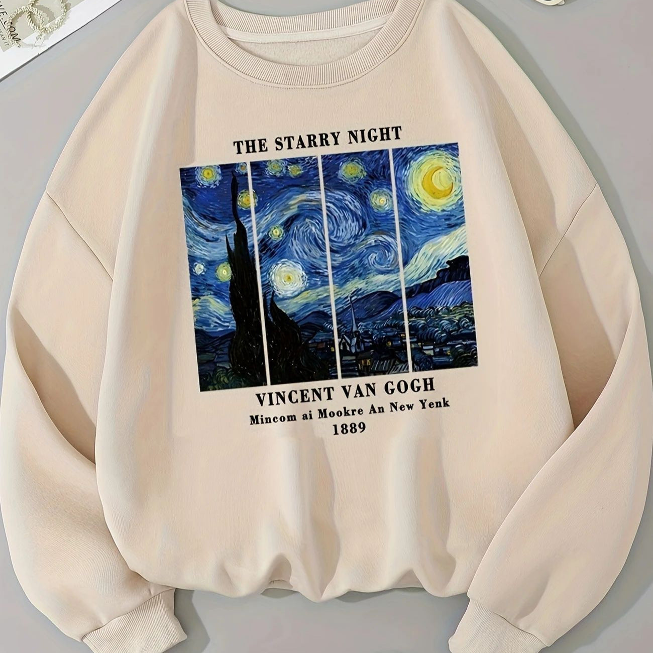 Damen Sweatshirt Van Gogh Motiv Baumwolle Modern
