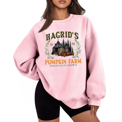 Damen Sweatshirt Rundhalsausschnitt Kürbis-Motiv Norvielle