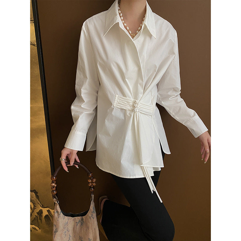 Damen Wickelbluse Dekorativ Knöpfe Elegantes Bindeband - Norvielle