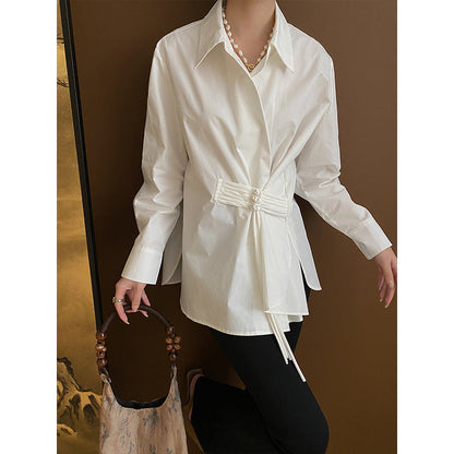 Damen Wickelbluse Dekorativ Knöpfe Elegantes Bindeband - Norvielle