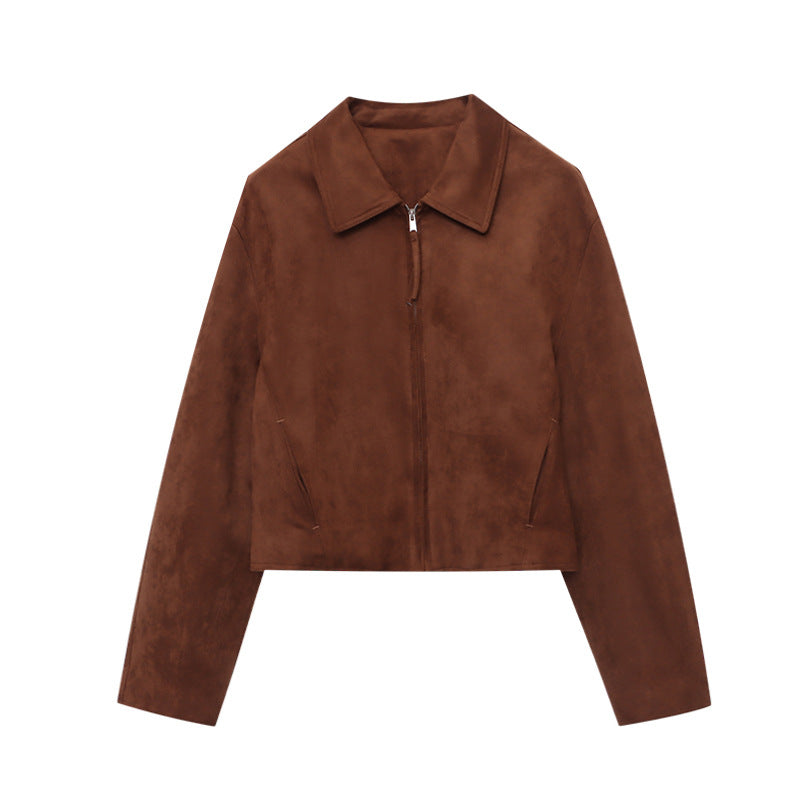 Damen Wildlederjacke Weich Minimalistisch