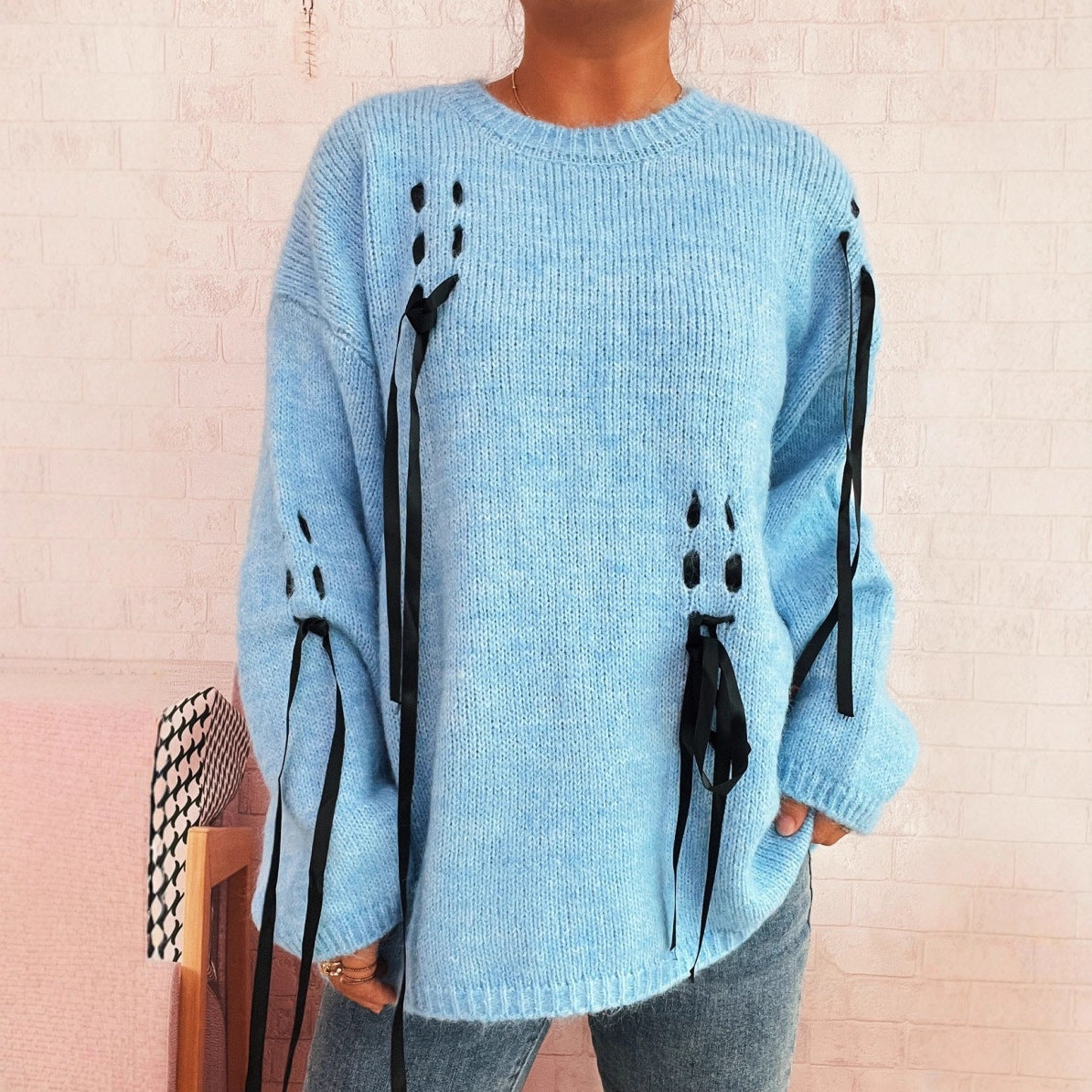 Damen Pullover Schnür-Design Norvielle - Norvielle