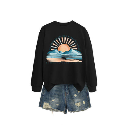 Damen Sweatshirt Sonnenaufgangsdesign Lässig Norvielle