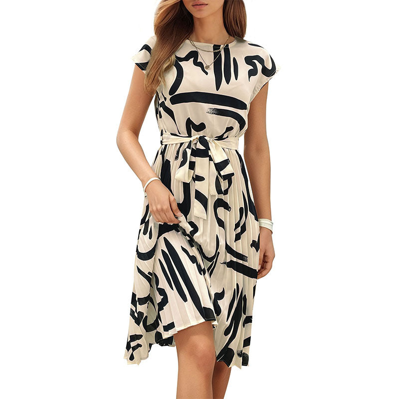 Damen Midikleid Asymmetrischer Saum Dekorativer Gürtel Norvielle