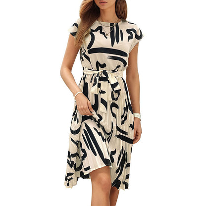 Damen Midikleid Asymmetrischer Saum Dekorativer Gürtel Norvielle