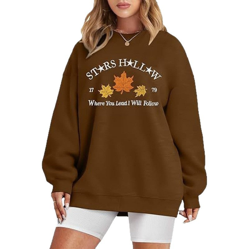 Damen Sweatshirt Weites Design Herbstmotiv Norvielle