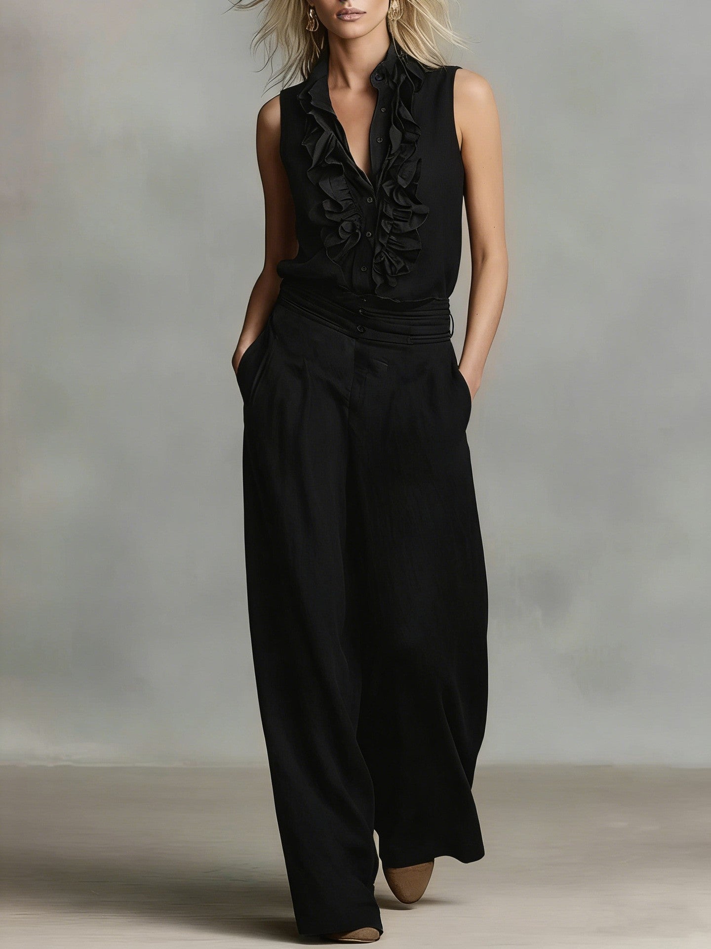Damen Bluse mit Rüschendetails Klassischer Kragen Elegantes Design