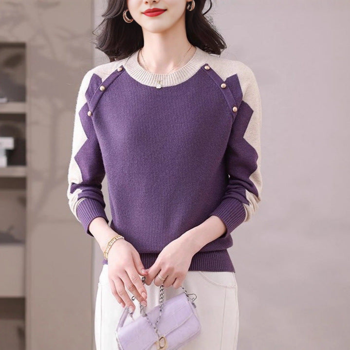 Damen Pullover Lässig Mit Applikationen Norvielle