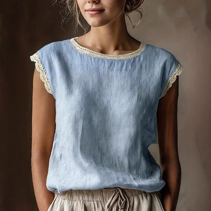 Damen Bluse Spitzenakzente Lässiger Schnitt Norvielle