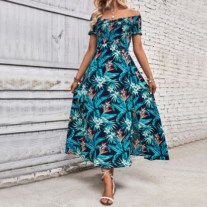 Damen Maxikleid Schulterfrei Floraler Druck Norvielle - Norvielle