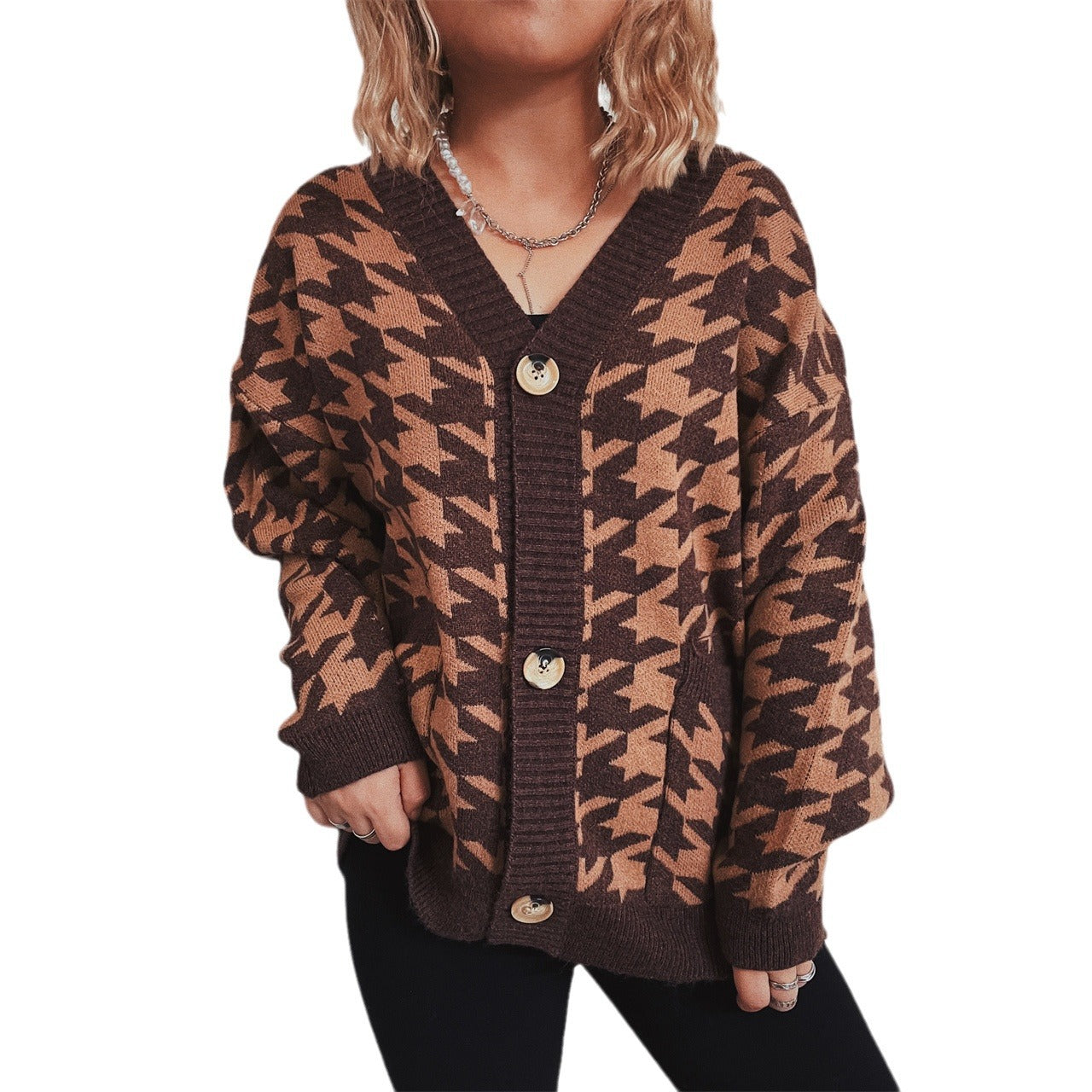 Damen Strickjacke modernes Hundemuster Norvielle