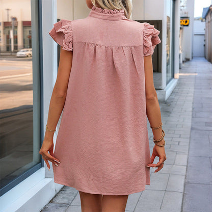 Damen Freizeitkleid Rüschendetails V-Ausschnitt Norvielle