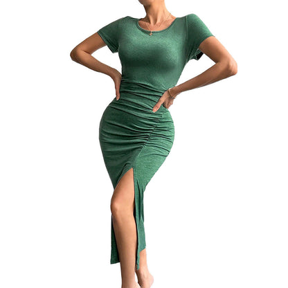 Damen Wickelkleid Figurbetont Norvielle Seiten-Schlitz Rüschen