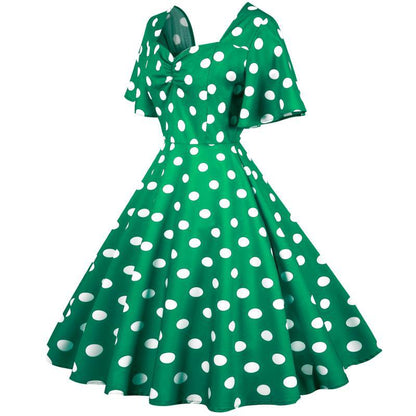 Damen Rockabilly Kleid Polka Dots Muster es Kleid