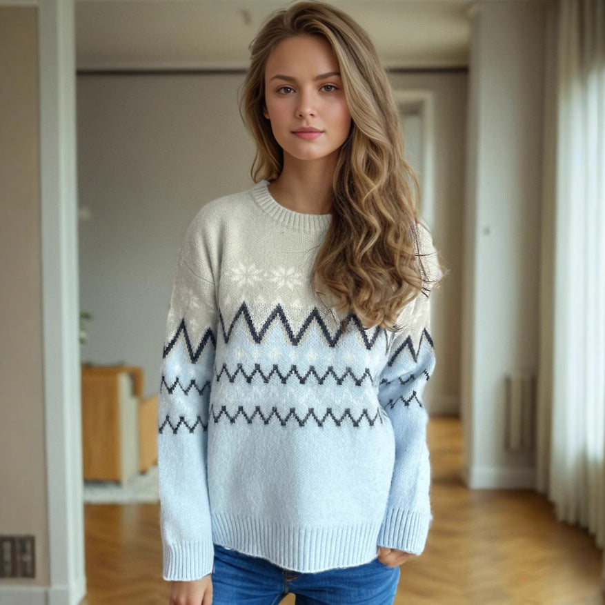 Damen Strickpullover Bunt Norwegenmuster Norvielle