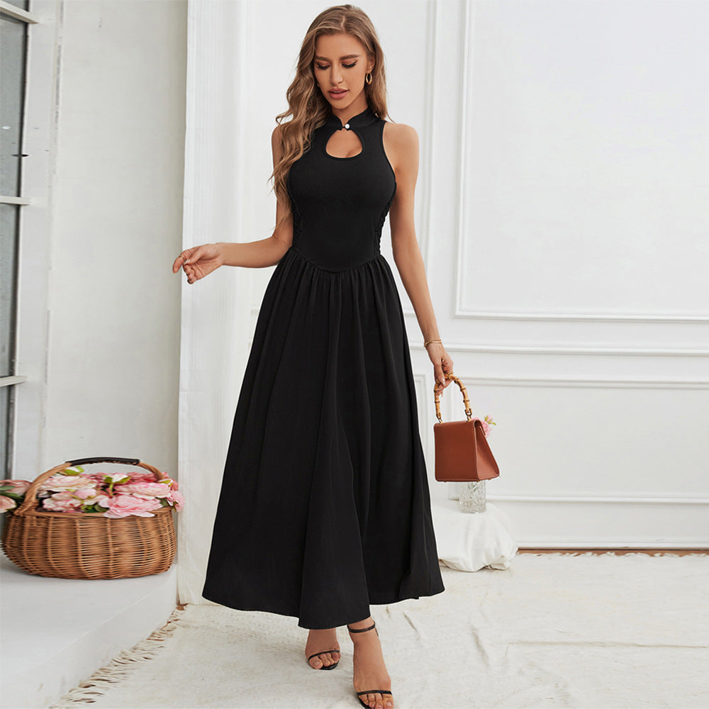 Damen Maxikleid mit Schlüssel-Ausschnitt und fließendem Rock Norvielle