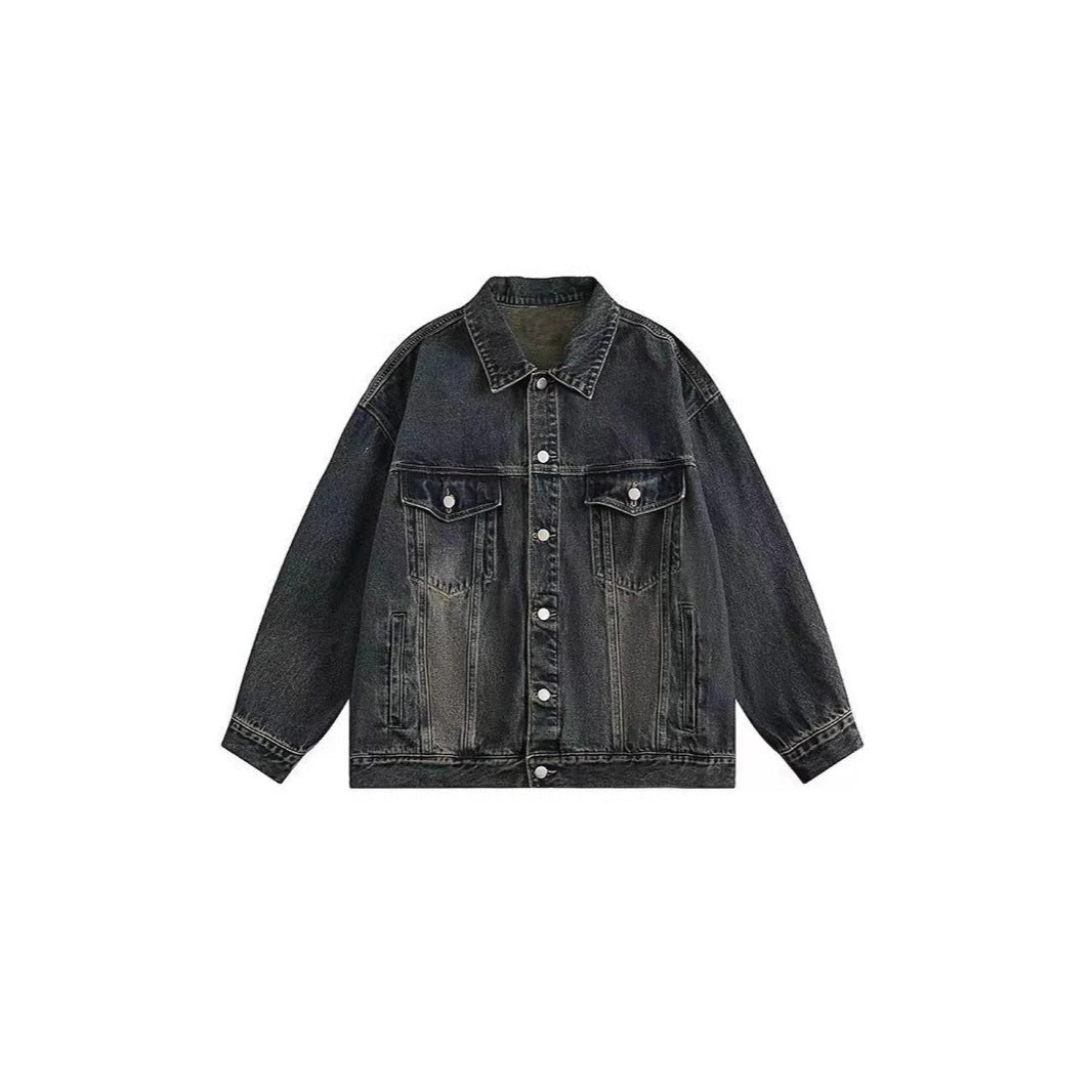 Damen Jeansjacke Vintage-Waschung Praktische Taschen Blau - Norvielle