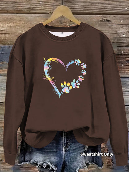 Damen Sweatshirt Florales Herzdesign Baumwolle Bequem