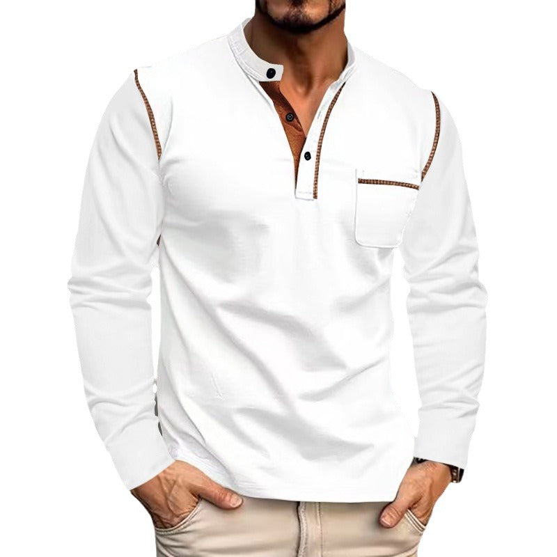Herren Langarm-Shirt mit Kragen und Brusttasche Norvielle