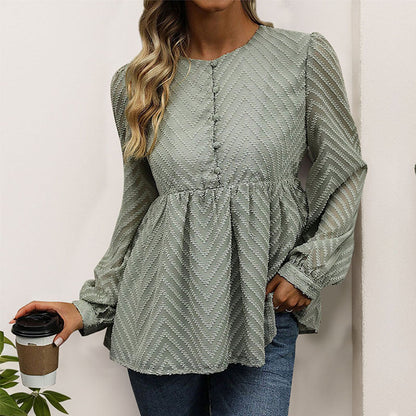 Damen Bluse Rüschendetails Zickzackmuster Elegantes Design