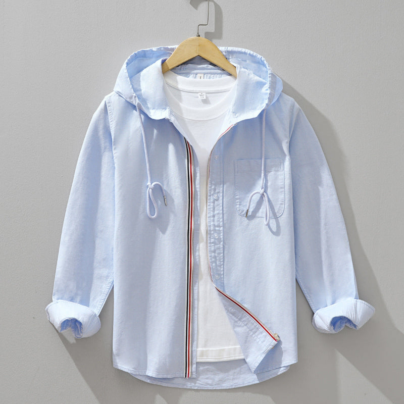Linen Hoodie Kapuze Reißverschluss Beige - Norvielle