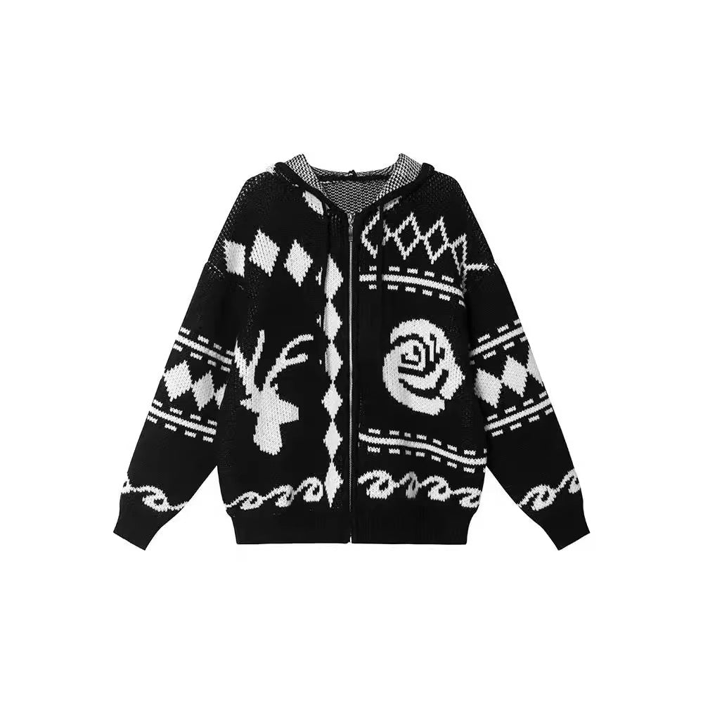 Damen Grobstrickjacke Auffälliges Muster Gemütlicher Schnitt Norvielle