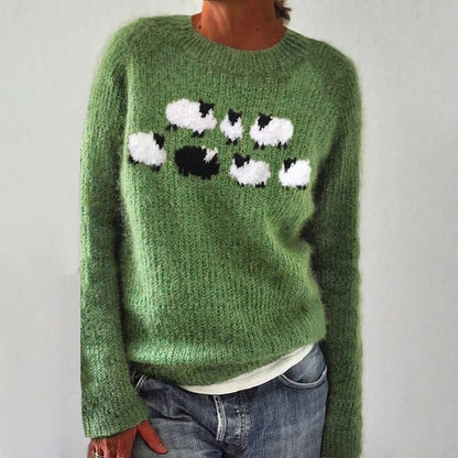 Damen Pullover Weiches Schaf-Motiv Norvielle