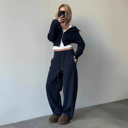 Damen Sportliches Loungewear-Set Elastisch Hochgeschlossen