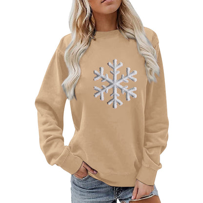 Damen Sweatshirt Schneeflockenmotiv Lässig Norvielle