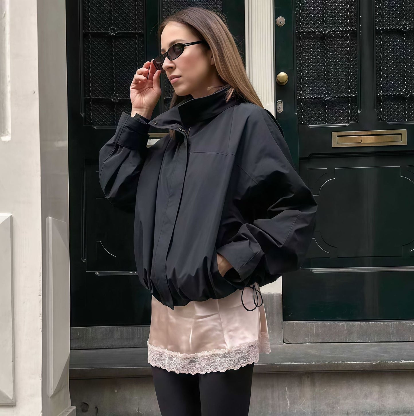 Damen Oversized-Jacke Hochkragen Innovativ Norvielle