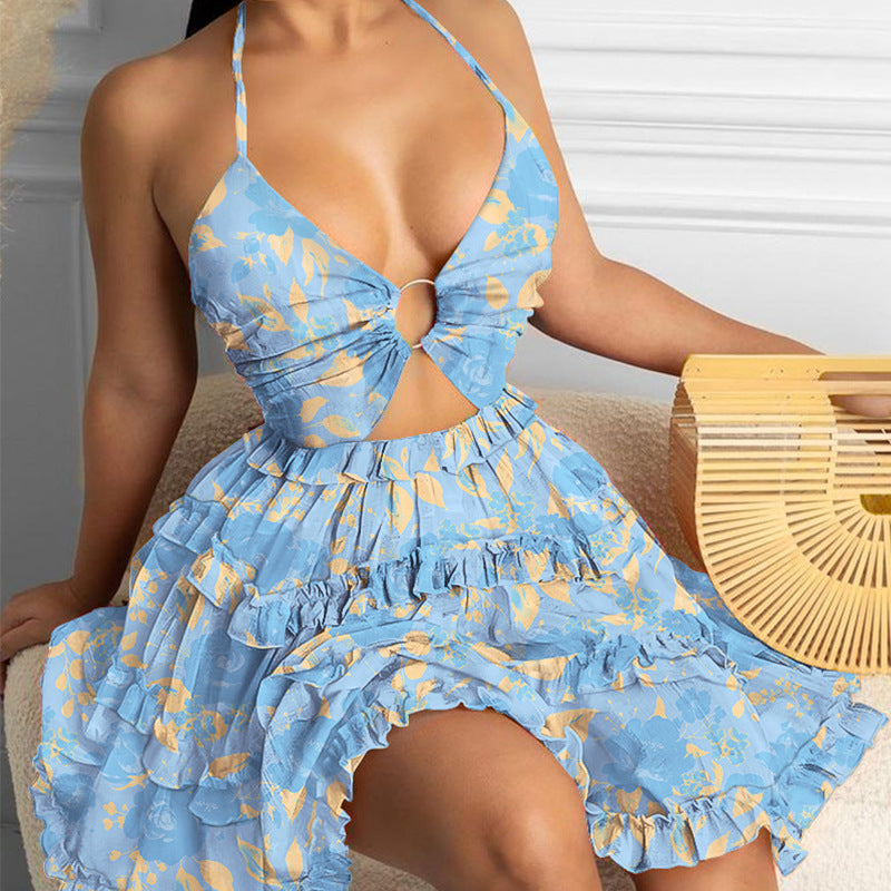 Damen Sommerkleid tiefes Dekolleté Rüschendetails Norvielle