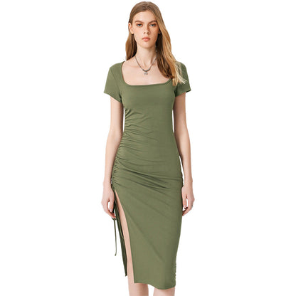Damen Midi-Kleid Figurbetont Seiden Norvielle