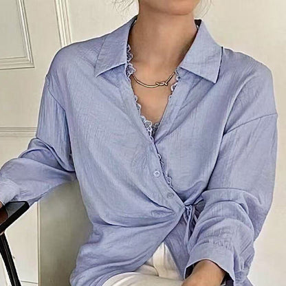 Damen Bluse mit Knoten-Detail und Rüschensaum Norvielle