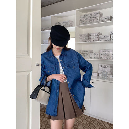 Damen Denim-Hemdjacke mit Taschen