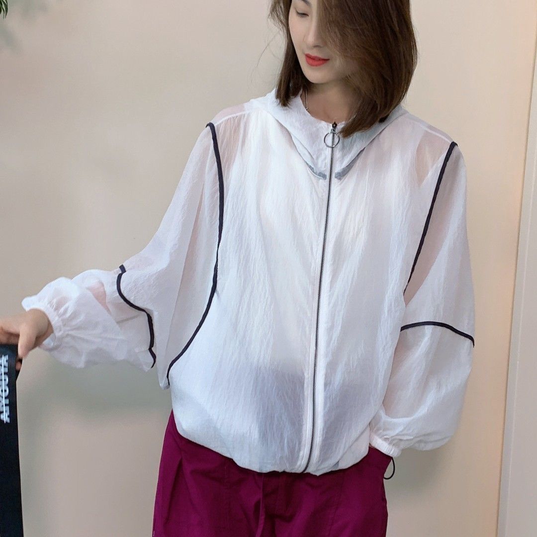 Damen Leichte Kapuzenjacke Elastischer Saum Reflektierend