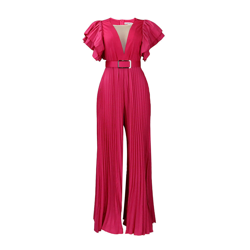 Damen Jumpsuit Rüschen Plissee Norvielle