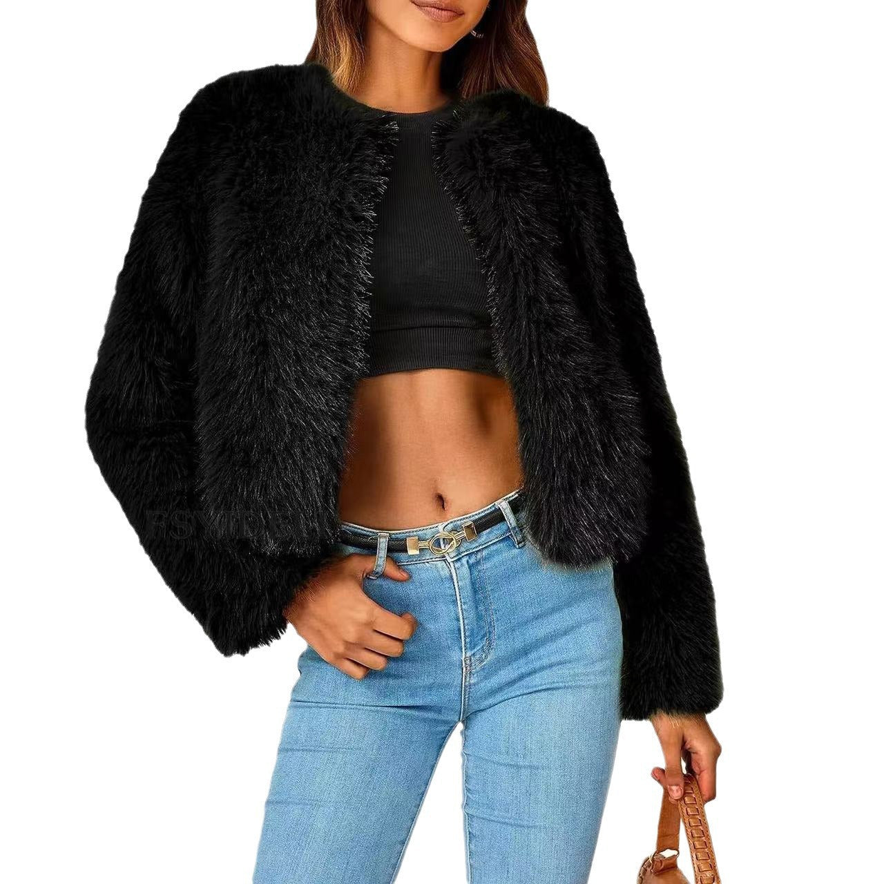 Damen Fleecejacke Fell-Design Voluminöse Ärmel Norvielle
