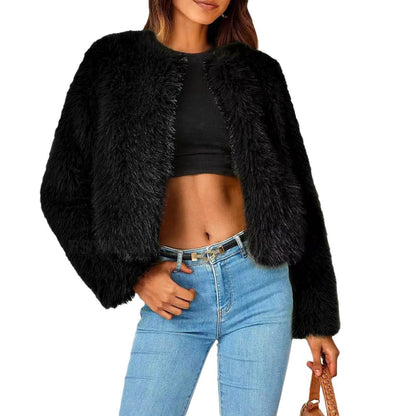 Damen Fleecejacke Fell-Design Voluminöse Ärmel Norvielle