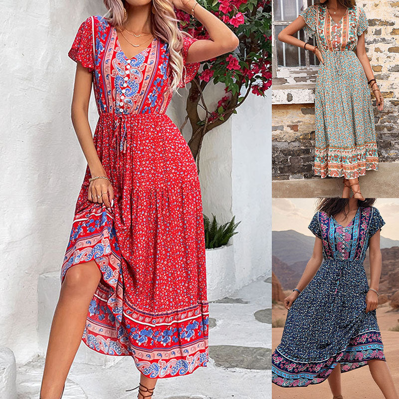 Damen Maxi-Kleid Elastisch Floraletal Norvielle - Norvielle