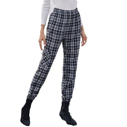 Damen Karohose Elastischer Bund Bequem Norvielle