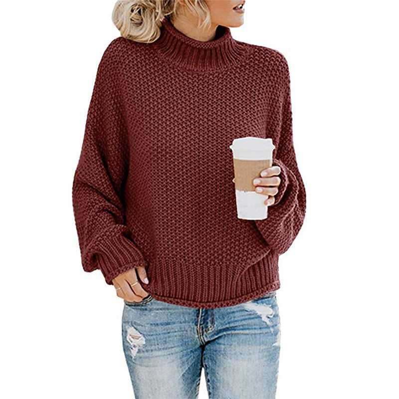 Damen Rollkragenpullover Grobgestrickt Lässiger Schnitt Norvielle
