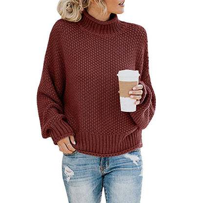 Damen Rollkragenpullover Grobgestrickt Lässiger Schnitt Norvielle