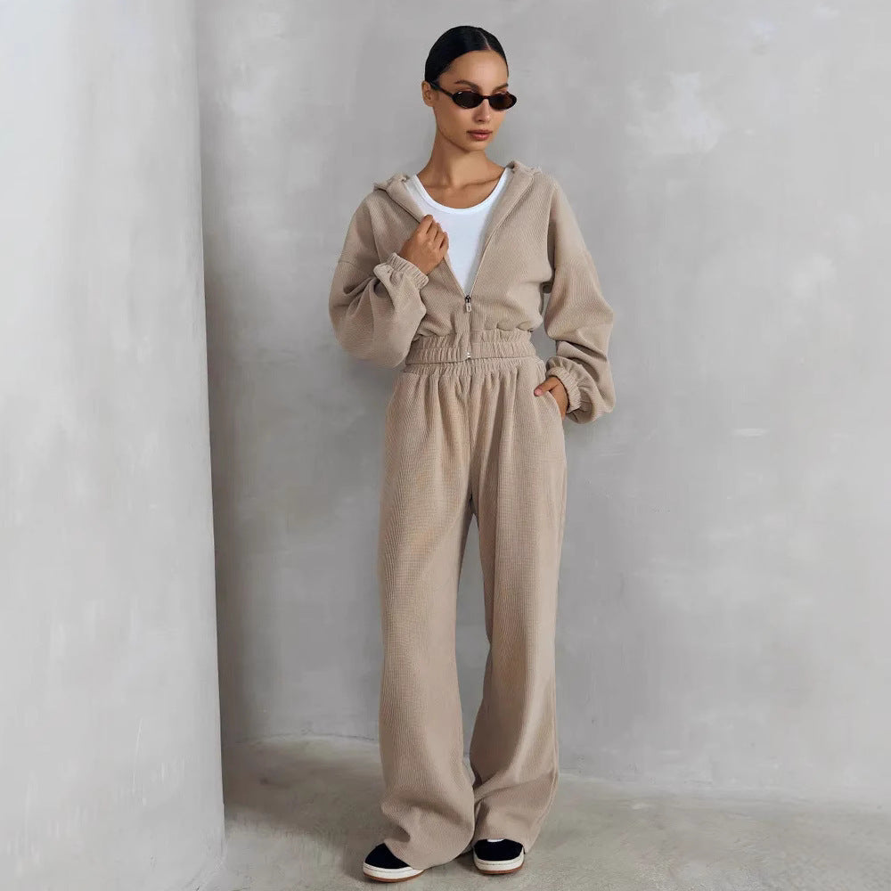 Damen Cropped Hoodie Weite Ärmel Elastischer Saum