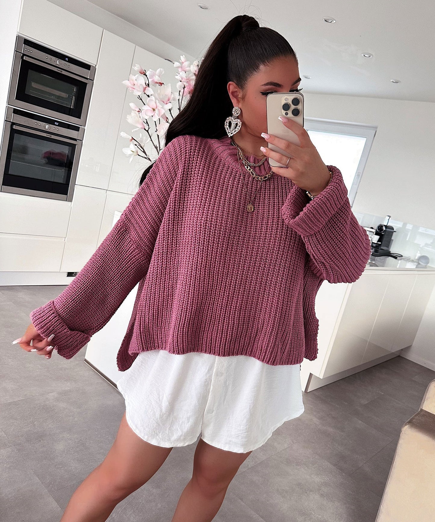 Damen Pullover Strukturiert Weit Norvielle