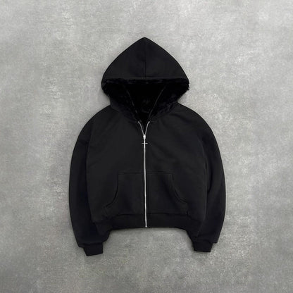 Damen Kapuzenjacke Tierfleece Innenfutter