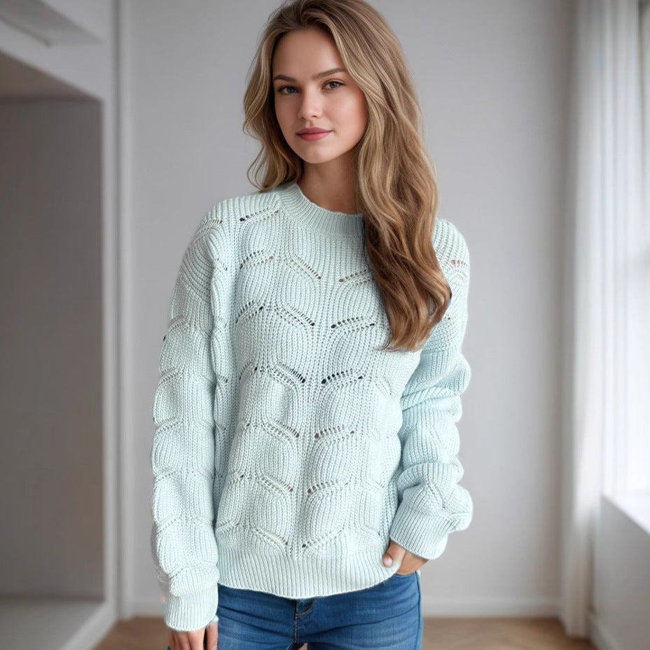 Damen Grobstrickpullover Oversized Zopfmuster Beige - Norvielle