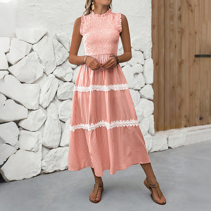 Damen Maxikleid Gestreift Voluminöse Rüschen Norvielle